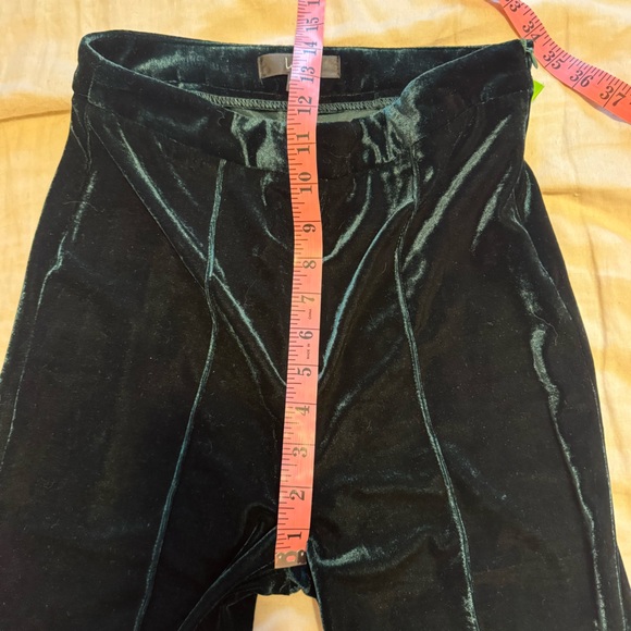 Lulus Green Velvet Pants High Rise Flare Size Small - Picture 12 of 14